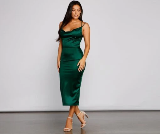 Windsor. Maya Cowl Neck Satin Formal Dress -Specialtycookwareus 05001 0621 1