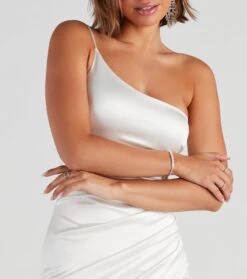 Windsor. Lennox Formal One-Shoulder Satin Mini Dress -Specialtycookwareus 05001 0685 4 79fe9c9f 1bb0 4ced 9520 0ba6dd8d0732
