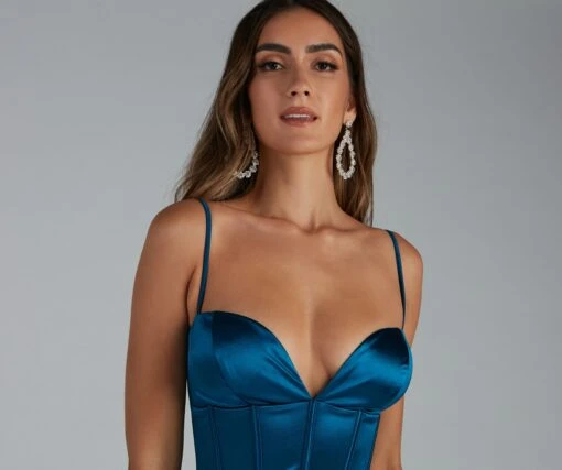 Windsor. Astra Formal Satin Corset Midi Dress -Specialtycookwareus 05001 0944 3