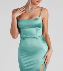 Windsor. Nikki Formal Satin Slit Midi Dress -Specialtycookwareus 05001 1019 4