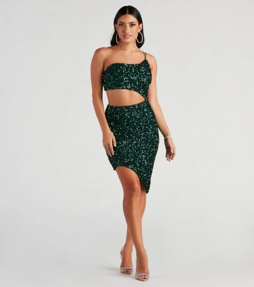 Windsor. Talia Cutout Sequin Short Formal Dress -Specialtycookwareus 05001 1159 3