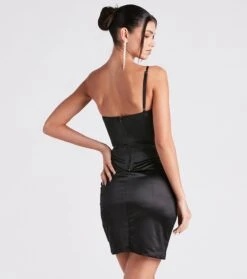 Windsor. Lennox Formal One-Shoulder Satin Mini Dress -Specialtycookwareus 05001 1172 2