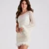 Windsor. Donna Sequin Feather Trim Party Dress -Specialtycookwareus 05001 1205 1 076c8cf1 4e22 400e 806c 11d95dc3d134