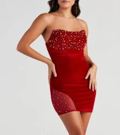 Windsor. Marianna Strapless Embellished Velvet Mini Dress -Specialtycookwareus 05001 1329 4 7dcd27d7 991f 4da1 81ec 9e4aabfea7dc