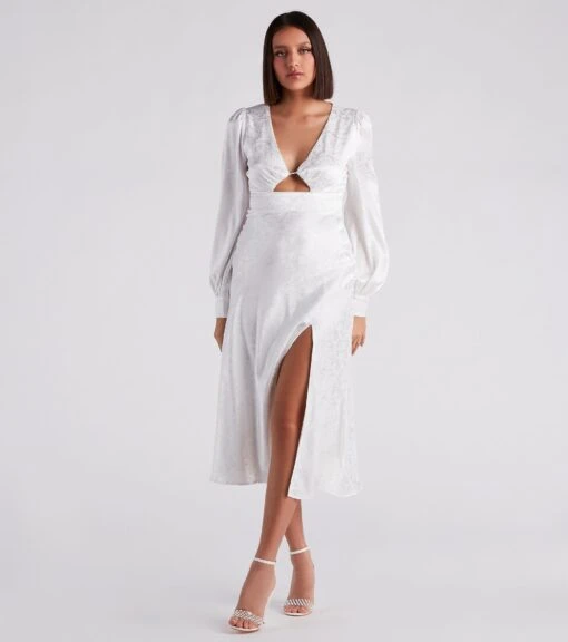 Windsor. Kacy Formal Satin Cutout Midi Dress -Specialtycookwareus 05001 1551 1
