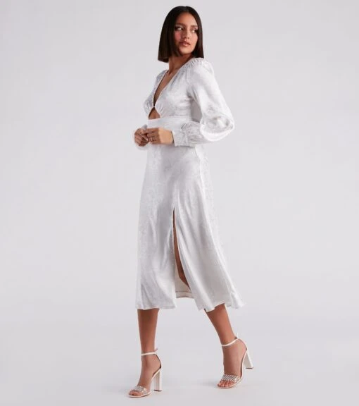Windsor. Kacy Formal Satin Cutout Midi Dress -Specialtycookwareus 05001 1551 3