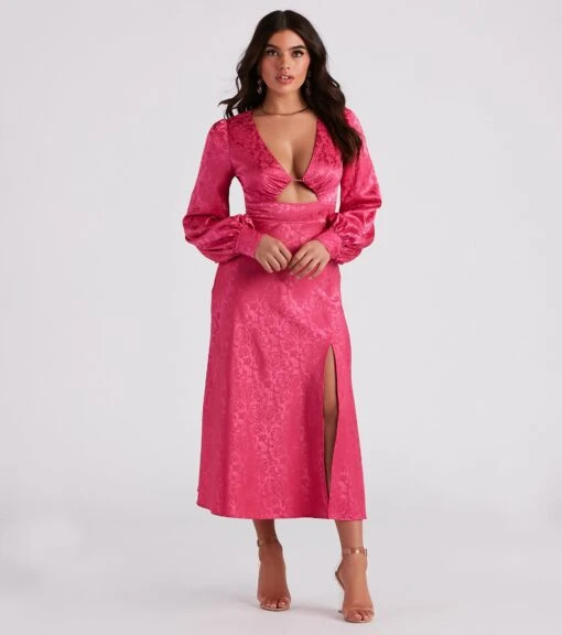 Windsor. Kacy Formal Satin Cutout Midi Dress -Specialtycookwareus 05001 1552 1 a9ef793c 7b93 4d28 9dab b8a5b56436e6
