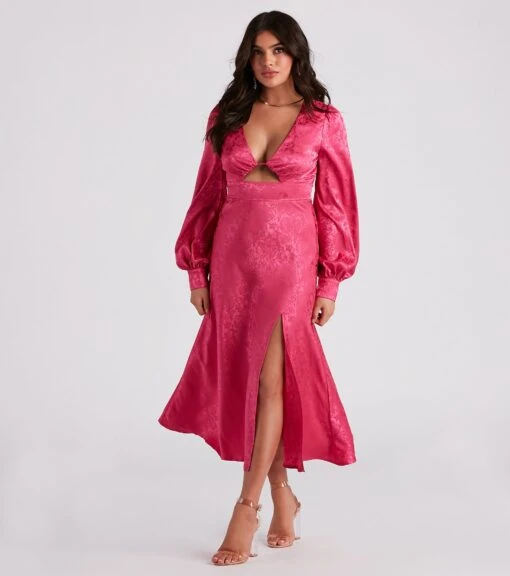 Windsor. Kacy Formal Satin Cutout Midi Dress -Specialtycookwareus 05001 1552 3 dc4aeba9 52fc 4e60 9359 cc4bbcaa22c0