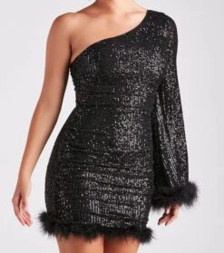 Windsor. Donna Sequin Feather Trim Party Dress -Specialtycookwareus 05001 1698 4