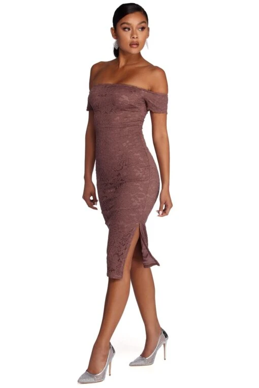 Windsor. Leslie High Slit Midi Lace Dress -Specialtycookwareus 05001 4087 1