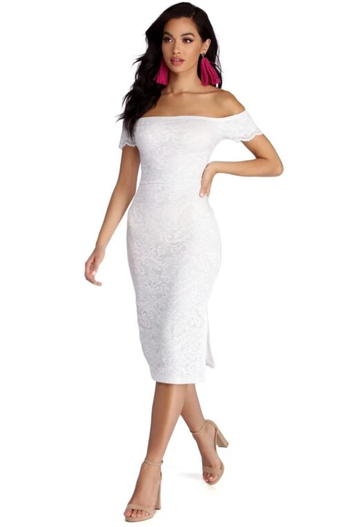 Windsor. Leslie High Slit Midi Lace Dress -Specialtycookwareus 05001 4092 1