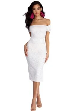 Windsor. Leslie High Slit Midi Lace Dress -Specialtycookwareus 05001 4092 2