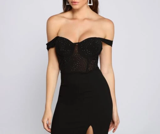 Windsor. Elandra Formal Off The Shoulder Heat Stone Dress -Specialtycookwareus 05002 1441 4 d33cd790 51f7 492b b0fe 89097c4cf5e6
