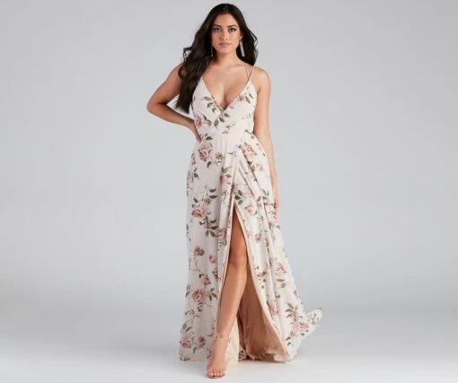 Windsor. Geneviève Floral Chiffon Wrap Dress -Specialtycookwareus 05002 1889 1