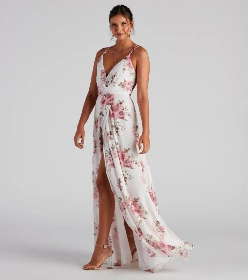 Windsor. Geneviève Floral Chiffon Wrap Dress -Specialtycookwareus 05002 2059 1