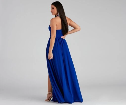Windsor. Sonia Formal Halter Cutout Chiffon Long Dress -Specialtycookwareus 05002 2101 2