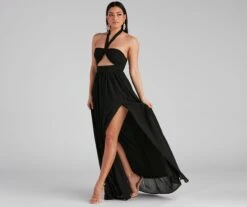Windsor. Sonia Formal Halter Cutout Chiffon Long Dress -Specialtycookwareus 05002 2102 3