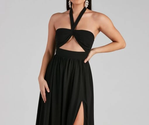 Windsor. Sonia Formal Halter Cutout Chiffon Long Dress -Specialtycookwareus 05002 2102 4