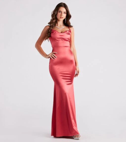Windsor. Jennifer Stretch Satin Ruched Formal Dress -Specialtycookwareus 05002 2774 1