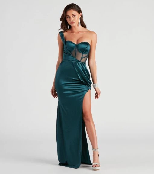 Windsor. Lo Formal One-Shoulder Satin Corset Dress -Specialtycookwareus 05002 2775 1
