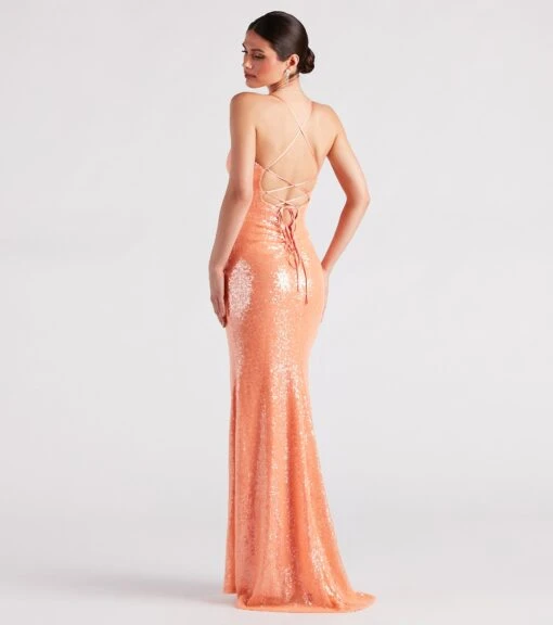 Windsor. Ariella Formal High Slit Sequin Mermaid Dress -Specialtycookwareus 05002 3015 2