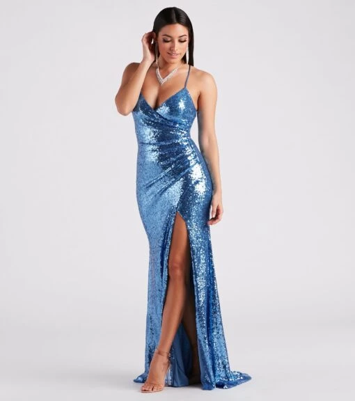 Windsor. Ariella Formal High Slit Sequin Mermaid Dress -Specialtycookwareus 05002 3024 3