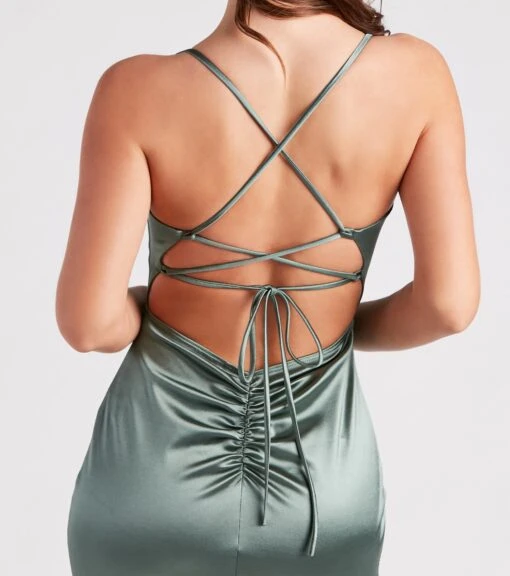 Windsor. Jennifer Stretch Satin Ruched Formal Dress -Specialtycookwareus 05002 6831 4 a01b506d bae9 4463 a95a 01014097dcaa