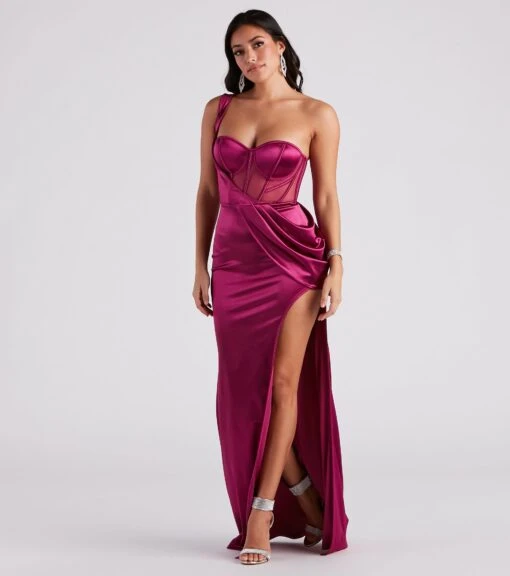 Windsor. Lo Formal One-Shoulder Satin Corset Dress -Specialtycookwareus 05002 6936 3 84eed07c bee9 4ac1 82fd 9d50b4c5f616