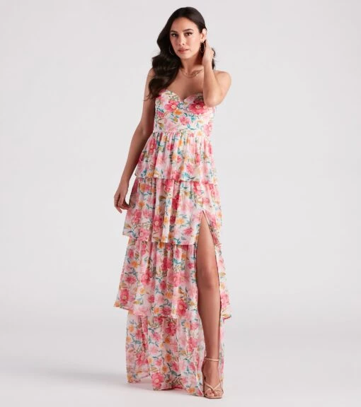 Windsor. Sheryl Formal Floral Chiffon Ruffle Dress -Specialtycookwareus 05002 7124 1 c3ea0e41 d829 4ae8 aa6d 6f35cd2dd52d