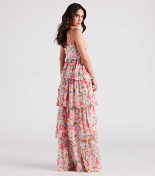 Windsor. Sheryl Formal Floral Chiffon Ruffle Dress -Specialtycookwareus 05002 7124 2 370297fc 64b8 45d6 944d ce55276daca0
