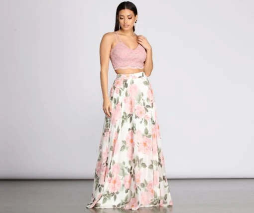 Windsor. Evie Floral Chiffon Two Piece Dress -Specialtycookwareus 05006 0081 1