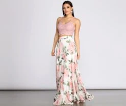 Windsor. Evie Floral Chiffon Two Piece Dress -Specialtycookwareus 05006 0081 3