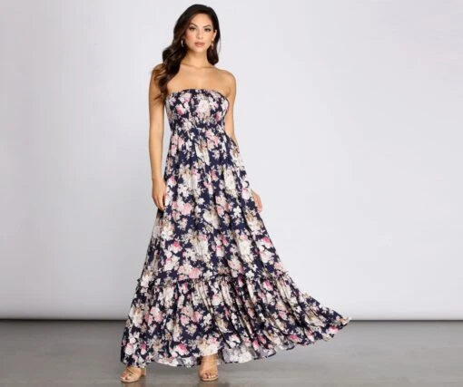 Windsor. Getaway Girl Floral Smocked Tube Maxi Dress -Specialtycookwareus 05101 0033 1