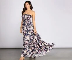 Windsor. Getaway Girl Floral Smocked Tube Maxi Dress -Specialtycookwareus 05101 0033 3