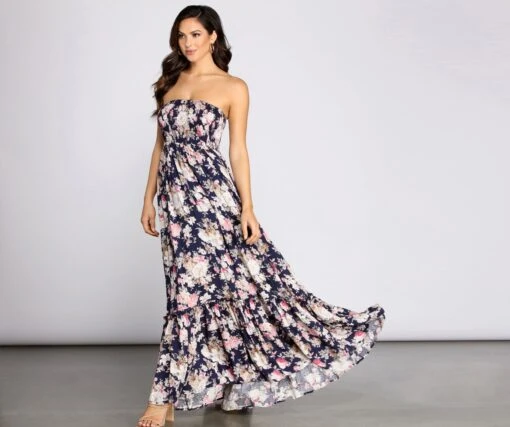 Windsor. Getaway Girl Floral Smocked Tube Maxi Dress -Specialtycookwareus 05101 0033 3