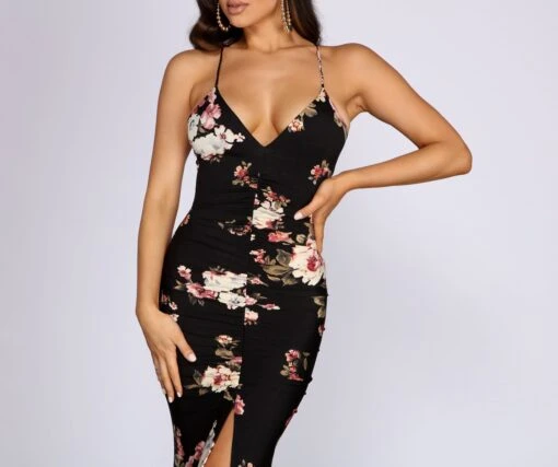 Windsor. Floral Stunner Ruched Maxi Dress -Specialtycookwareus 05101 0073 5