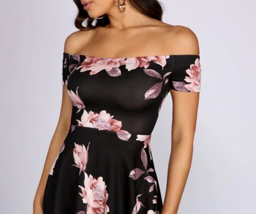 Windsor. Sweetest Look Floral Off Shoulder High Low Skater Dress -Specialtycookwareus 05101 0142 3 1