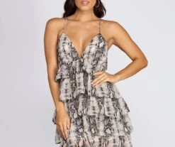 Windsor. Snake Print Ruffle Mini Dress -Specialtycookwareus 05101 0386 41