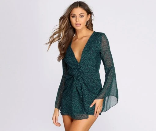 Windsor. Chiffon Long Sleeve Knot Front Mini Dress -Specialtycookwareus 05101 0451 1 ff8b580b 30b5 4666 8ded 2e1251564453