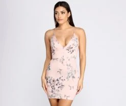 Windsor. Floral Scuba Lace Back Mini Dress -Specialtycookwareus 05101 0494 1