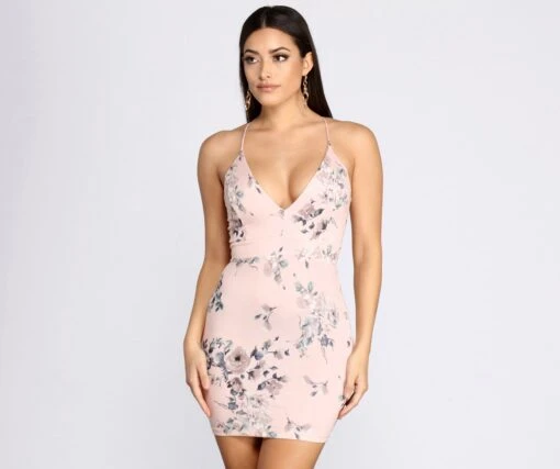 Windsor. Floral Scuba Lace Back Mini Dress -Specialtycookwareus 05101 0494 1