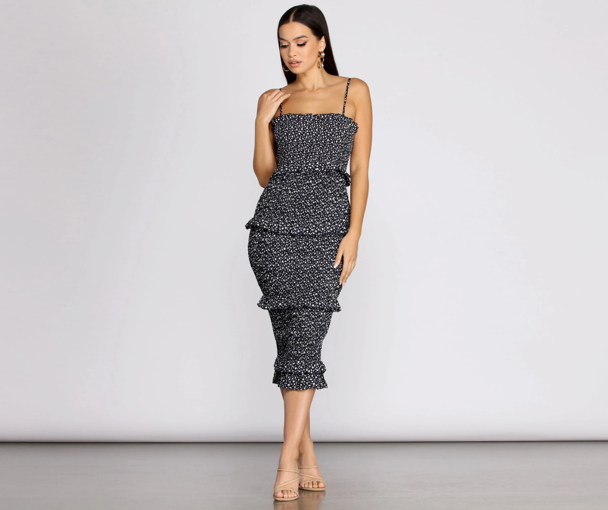 Sweet & Smocked Ditsy Ruffle Midi Dress Windsor. Sweet & Smocked Ditsy Ruffle Midi Dress -Specialtycookwareus 05101 0501 1 1