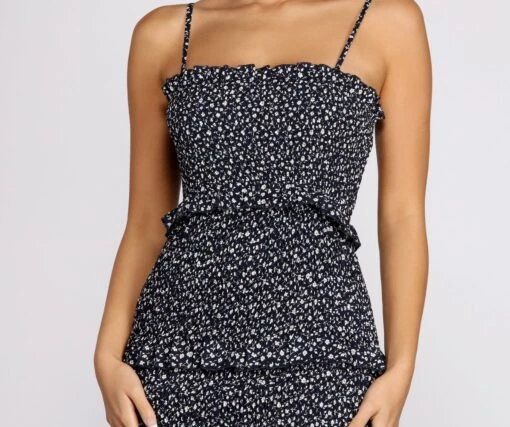 Windsor. Sweet & Smocked Ditsy Ruffle Midi Dress -Specialtycookwareus 05101 0501 3