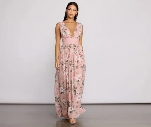 Windsor. Floral Beauty Sleeveless Chiffon Maxi Dress -Specialtycookwareus 05101 0596 1
