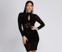 Windsor. Mock Neck Keyhole Mini Dress -Specialtycookwareus 05101 0628 1