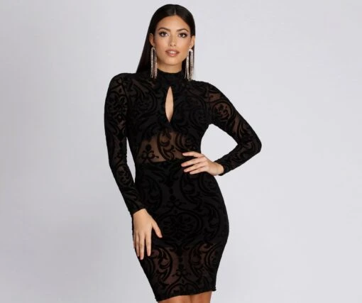 Windsor. Mock Neck Keyhole Mini Dress -Specialtycookwareus 05101 0628 1