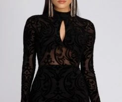 Windsor. Mock Neck Keyhole Mini Dress -Specialtycookwareus 05101 0628 4