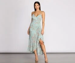 Windsor. Dreamy Meadow Chiffon Ruffle Maxi Dress -Specialtycookwareus 05101 0769 3