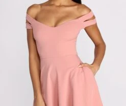 Windsor. Give It A Spin Off Shoulder Pleated Skater Dress -Specialtycookwareus 05101 0784 4 dc7eb431 0614 4420 8547 fe9daa92426f