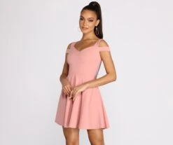 Windsor. Give It A Spin Off Shoulder Pleated Skater Dress -Specialtycookwareus 05101 0784 5 fce1dba4 e61e 47c1 b100 448a3b515bcb